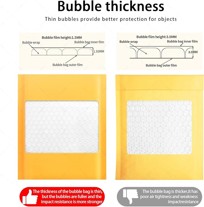 packbabol Kraft Bubble Mailers 8.5x11 Inch 50 Pcs, Small Self-Sealing Mail - Image 3