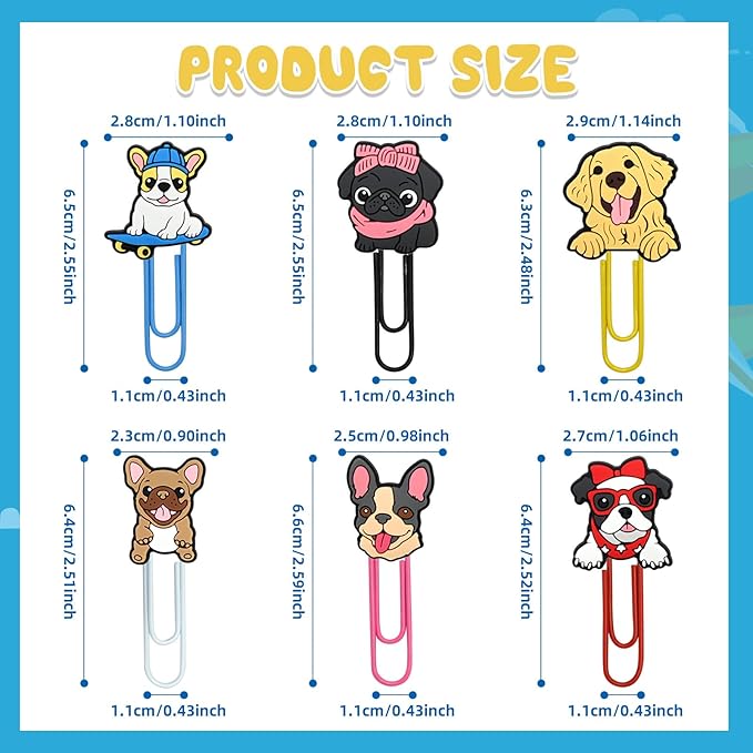 30 PCS Dog Paper Clips Metal Paperclip Large Size Paper Clip Cute Bookmark - Image 4