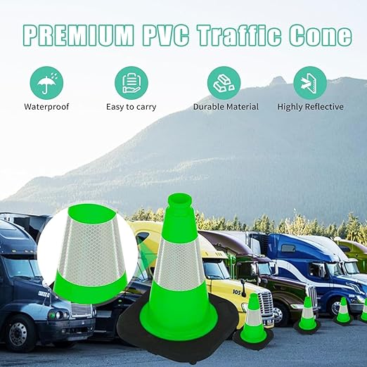 BESEA 12" inch Green Traffic Cones Safety Cones PVC Construction Cones - Image 4