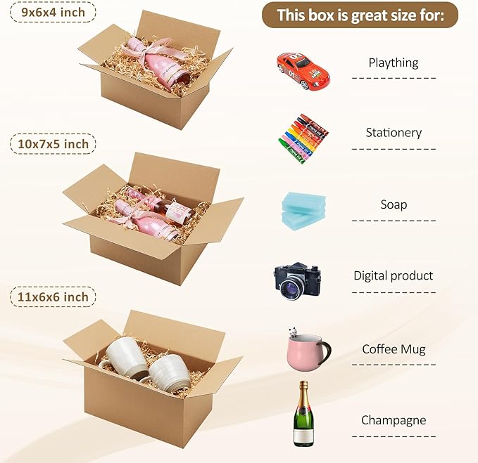 Eupako 30 Pack Small Shipping Boxes Assorted Sizes, Cardboard Boxes - Image 3