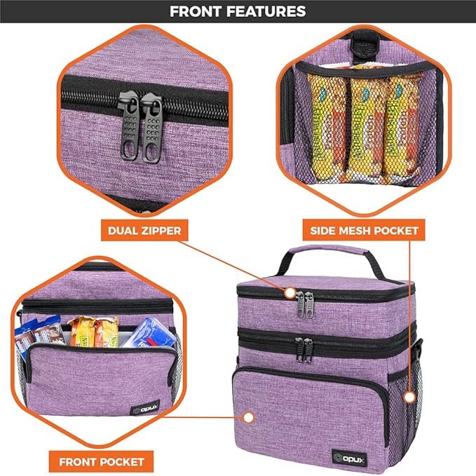 opux Insulated Lunch Bag for Men Women, Large Dual Compartment Cooler Bag - Image 6