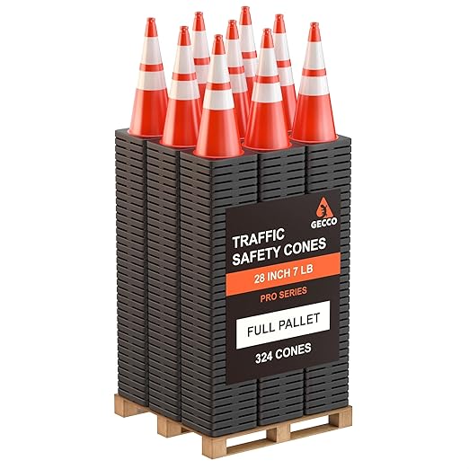 GECCO ™ 28 Inch 7 Lb Heavy Duty Orange Traffic Cones in Bulk | Durable Safety by GECCO