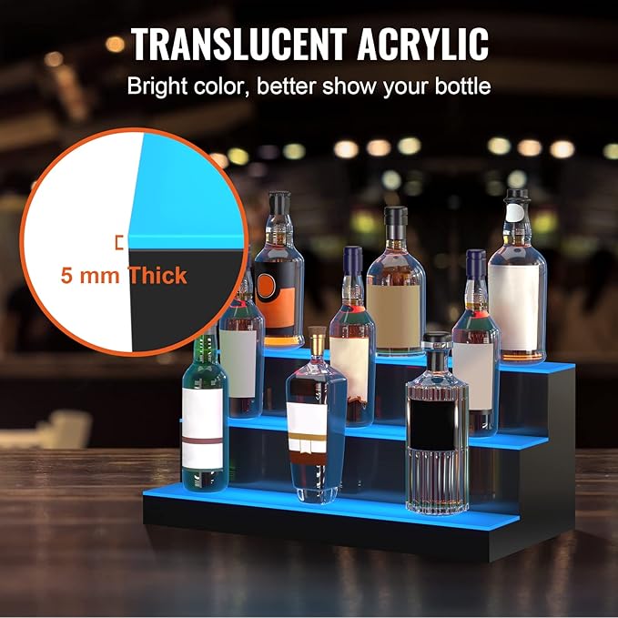 VEVOR LED Lighted Liquor Bottle Display, 3 Tiers 24 Inches, Supports USB - Image 5