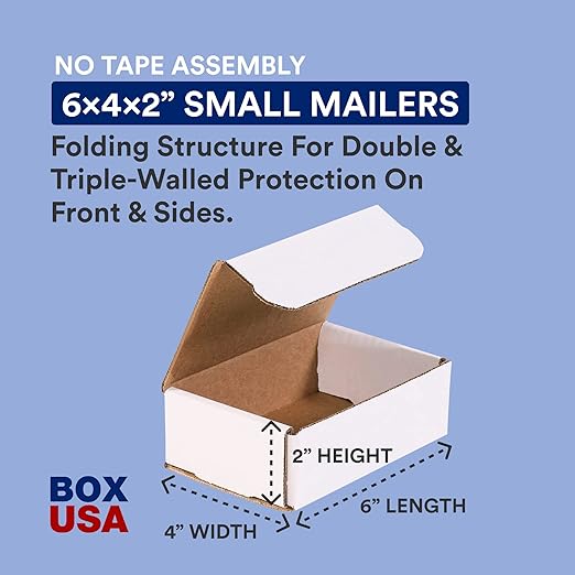 BOX USA Shipping Boxes Small 6"L x 4"W x 2"H, Moving and Storage - Image 2