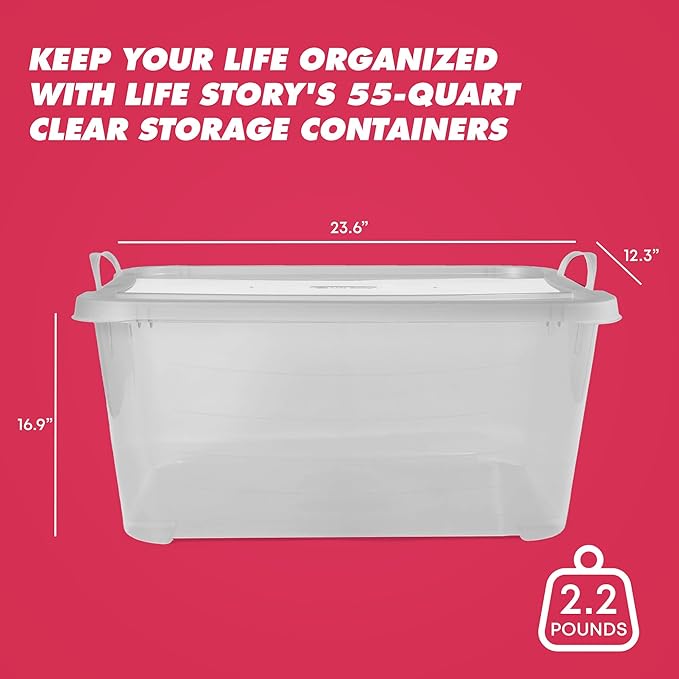 Life Story 24 Pack Light Duty Stackable Storage Bin, 55 Quart Home Organizer - Image 3