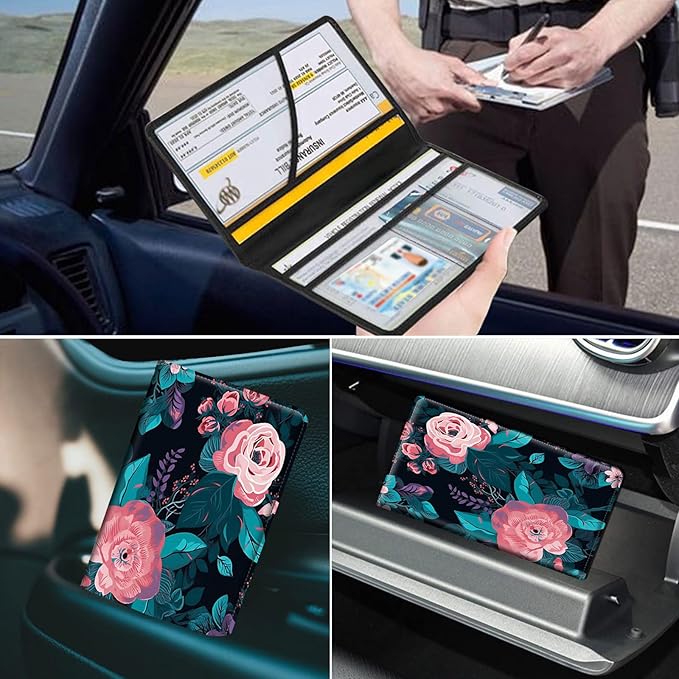 Car Registration and Insurance Holder, Leather Car Glove Box Organizer - Image 7