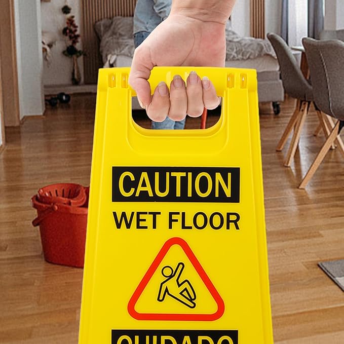Caution Wet Floor Sign, （L:17.12in W:8.38in H:0.94in）2-Sided Foldable Safety - Image 6