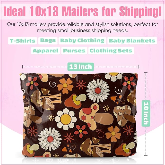 10x13 Poly Mailers – Cottagecore Mushrooms – Waterproof, Tear-Resistant - Image 3