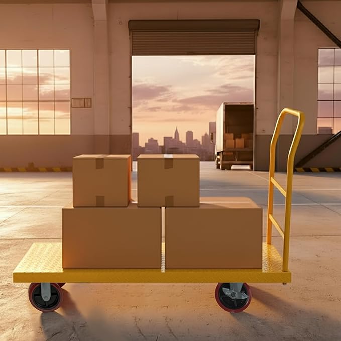 5Seconds Flatbed Platform Cart Industrial Dolly Heavy Duty 60” x 30” Hand Push - Image 5