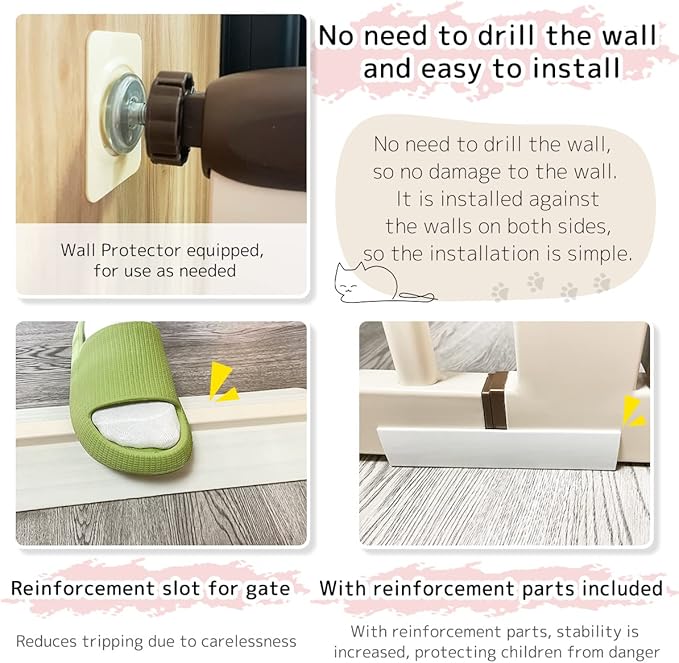 Lumizone Extra Tall Pet Gate 55.12" High Pressure Mounted 38.39"-42.51" Extra - Image 6