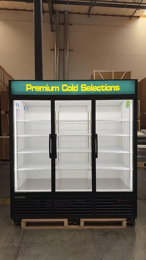 71” Wide Commercial Beverage Refrigerator Display Fridge, Stainless Steel - Image 6