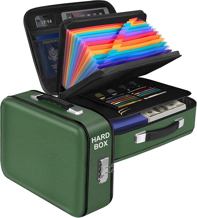 Fireproof Document Box, Hard Shell Fireproof Box, Document Organizer by RERAMDO