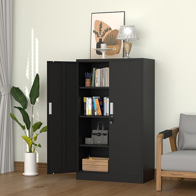 Metal Storage Cabinet with Locking Doors and Adjustable Shelves, 53.5-Inch Tall - Image 8