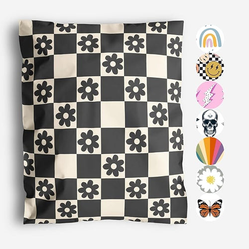 10x13 Poly Mailers – Checkerboard Daisy – Waterproof, Tear-Resistant Shipping by PackageMint