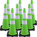 Fluorescent Green PVC Traffic Cones, Heavy Black Base Parking Lot Cone by OranLite
