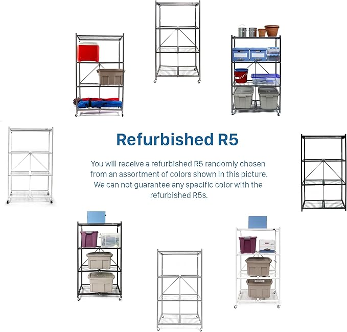 Origami R5 Series Foldable 4-Tier Steel Storage Rack, Pewter – Heavy-Duty Metal - Image 2