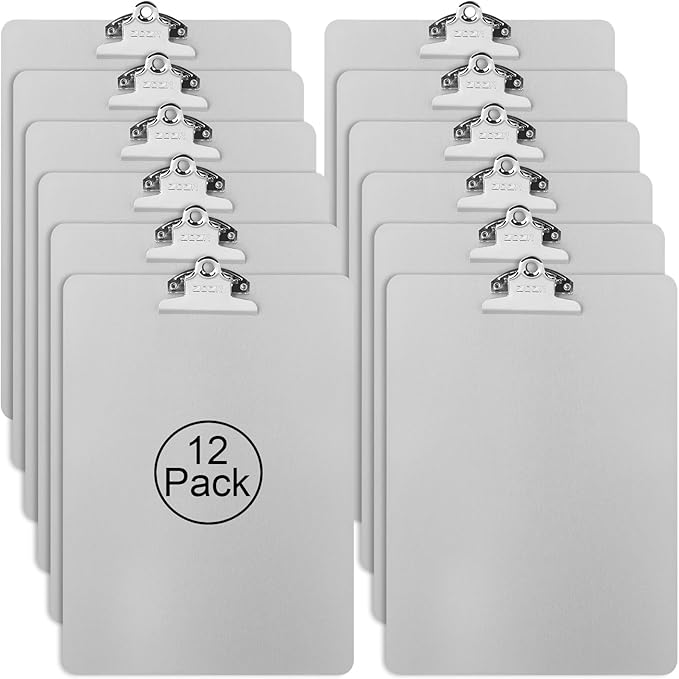 ZCZN Metal Clipboard, 12 Pack Heavy Duty Aluminum Clipboards 12 x 9 Inches by ZCZN