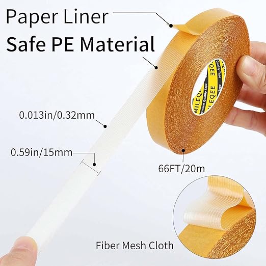 5Pack Double Sided Tape Heavy Duty, 0.59" x 66FT, Super Sticky Resistente Clear - Image 2