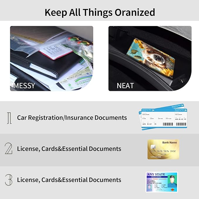 Car Registration and Insurance Holder, Leather Car Glove Box Organizer - Image 5