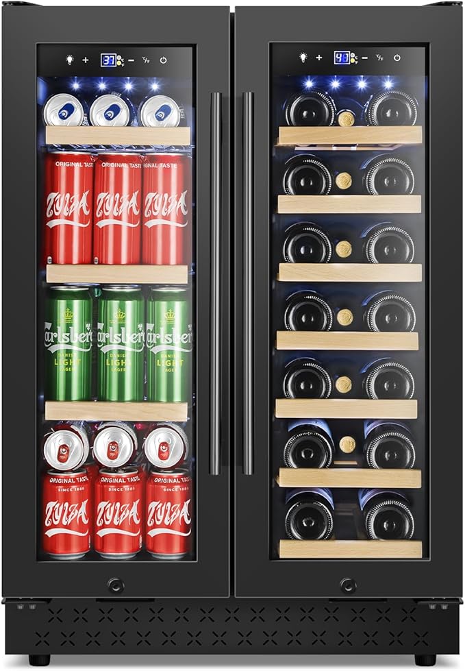Tylza 24 Inch Wine and Beverage Refrigerator, Dual Zone Wine Beverage Cooler 24" by TYLZA