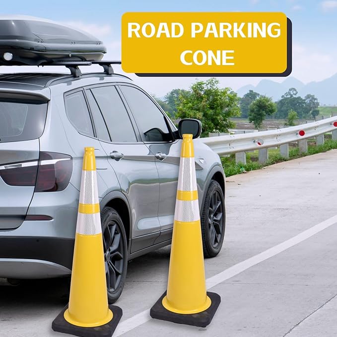 BESEA 4Pack 36” inch Traffic Cones Yellow Road Parking Cones Construction - Image 7