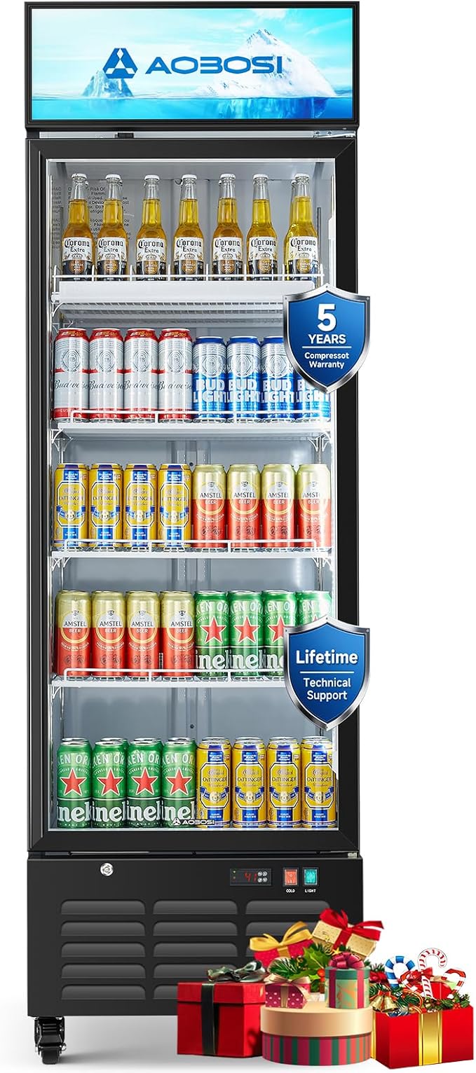 AAOBOSI Commercial Merchandiser Refrigerator, 17.09Cu.Ft Glass Door Display by AAOBOSI