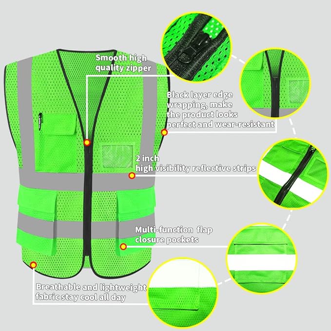 HYCOPROT High Visibility Mesh Safety Reflective Vest - Image 3