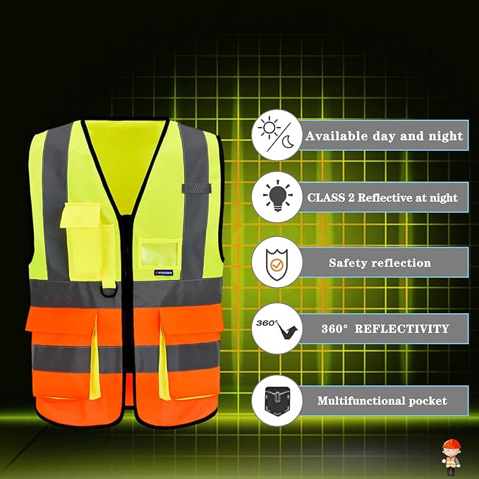 A-SAFETY High Visibility Safety Vest, ANSI Class 2 Identification Security Vest - Image 6