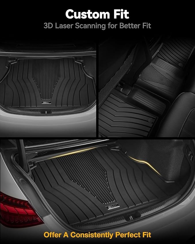 3W Floor Mats & Cargo Liner for Benz GLE 2020-2026, TPE All Weather Custom Fit - Image 3