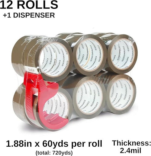 12-Pack Brown Packing Tape - Image 2