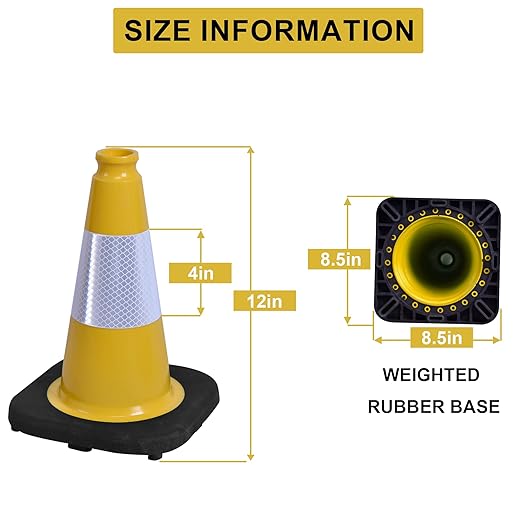 OrangeStar 8-Pack 12" Traffic Cones, Weighted Base - Image 7