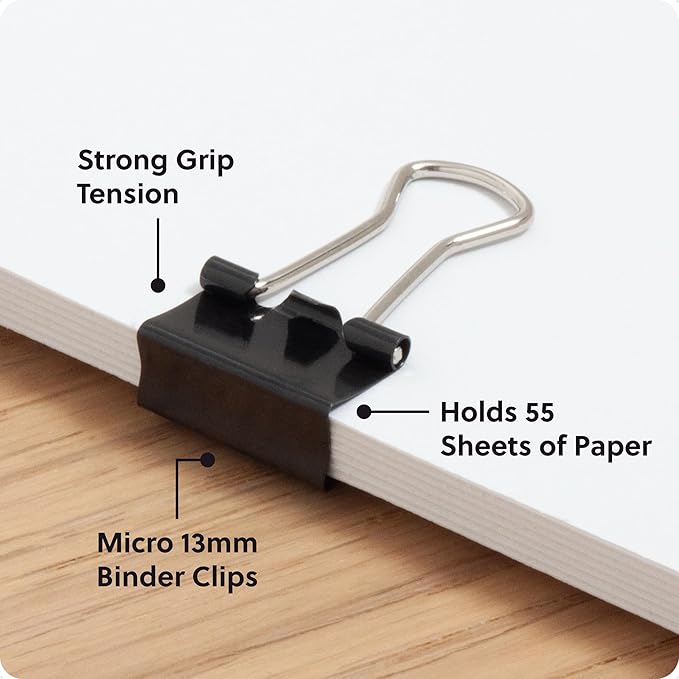 U Brands Binder Clips, Micro 1/2-Inch Width, 1/5-Inch Paper Holding Capacity - Image 3