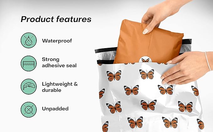 10x13 Poly Mailers – Butterfly Design – Waterproof, Tear-Resistant Shipping Bags - Image 4