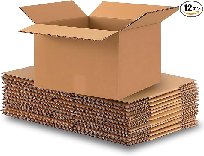 Large Moving Boxes Heavy Duty, 12 Pack 20" x 20" x 15" Double Corrugated by OBEINOPLEX