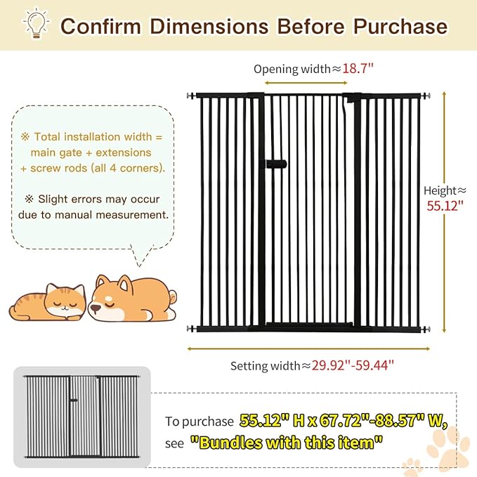 Lumizone Extra Tall Cat Gate 55.12" High Pressure Mounted Extra Wide 2025 New - Image 2