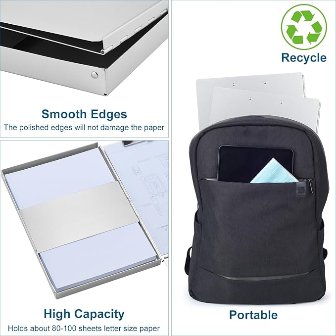 ZCZN Aluminum Clipboard with Storage and Clip Recycled, Clipboard Folder - Image 3