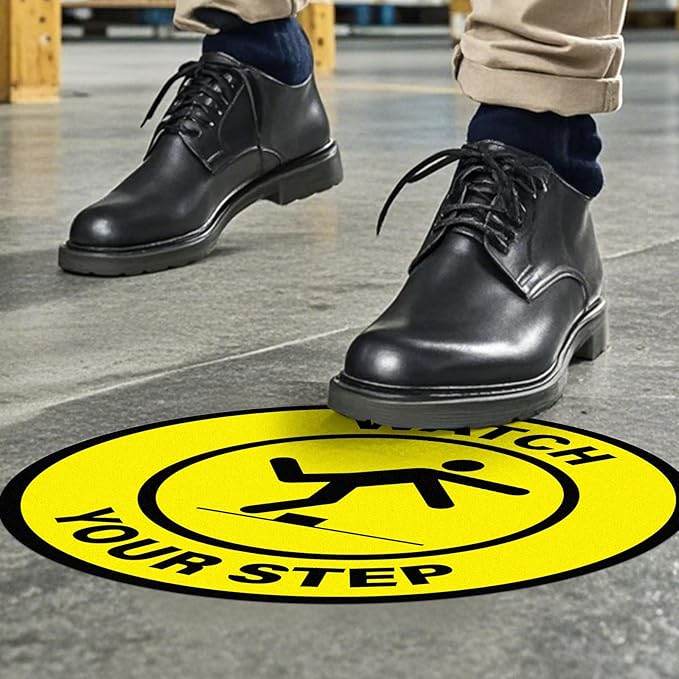 5 Pack Watch Your Step Floor Sticker Anti-Slip Safety Caution Sign 17 × 17 - Image 4