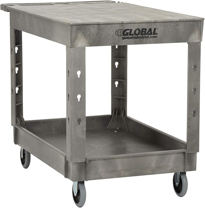 Global Industrial Plastic 2 Flat Shelf Service & Utility Cart - Image 2