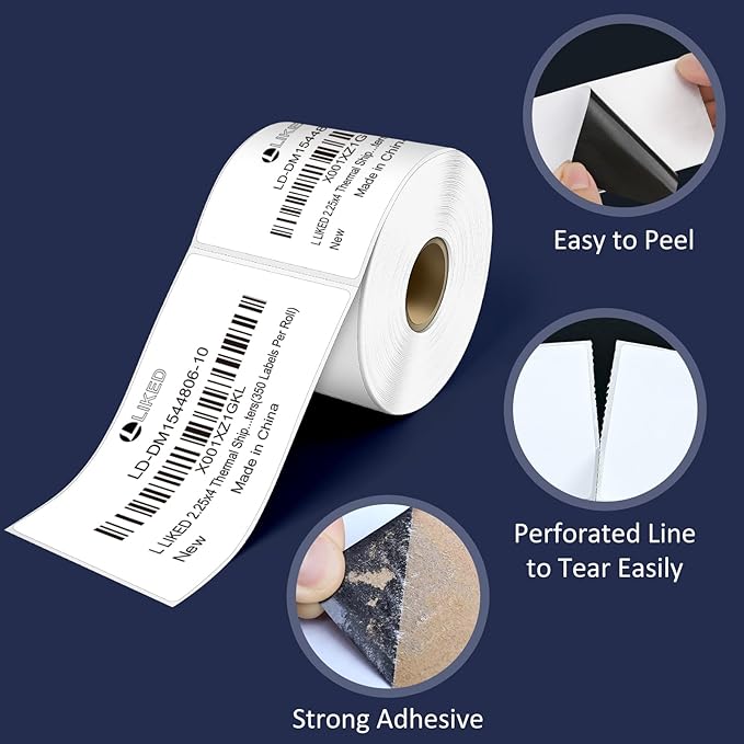 L LIKED 2.25" x 4" Direct Thermal Label, Permanent Adhesive Shipping Postage - Image 4