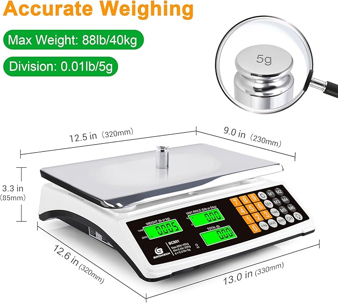 Price Computing Scale 88lb/40kg Commercial Food Scale - Image 4
