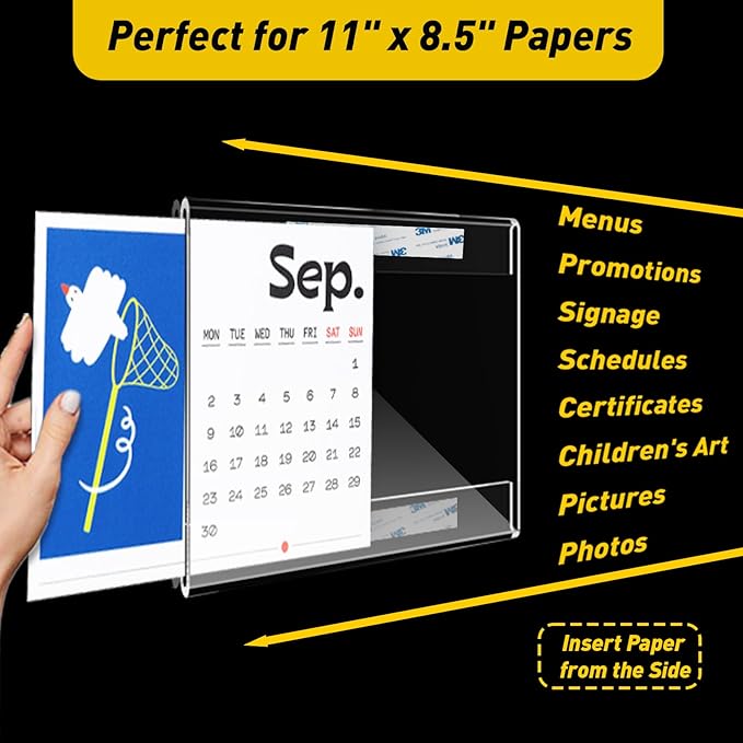 KSacry 20 Pcs Acrylic Sign Holder 11 x 8.5, Horizontal Wall Mount Sign Holders - Image 5