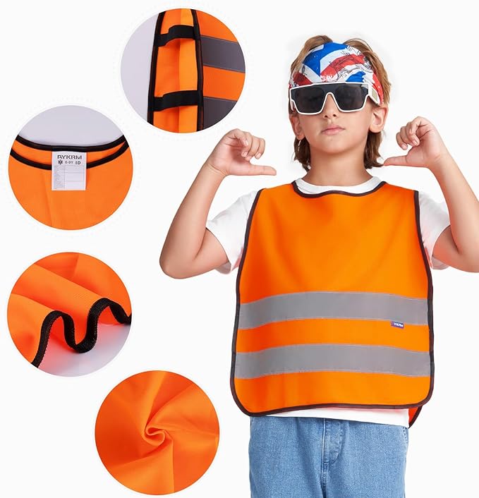 A-SAFETY Kids High Vis Reflective construction Safety vest customized LOGO - Image 5