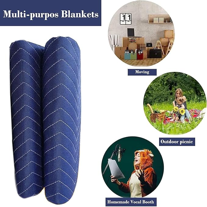 4 Pack Moving Blankets Heavy Duty 80"x72" Quilted Packing Blankets - Image 7