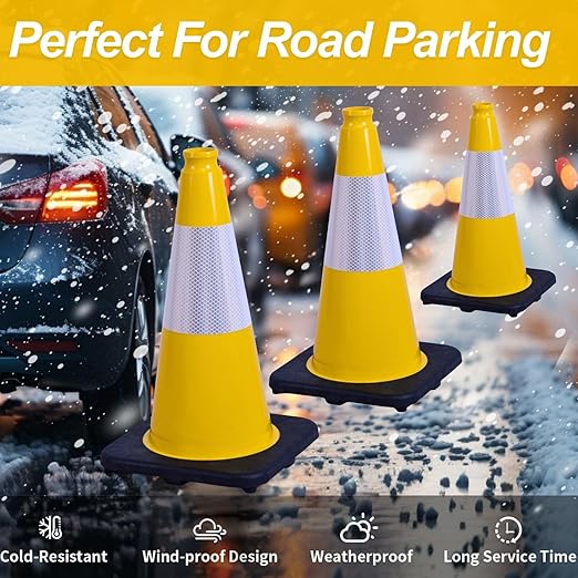 BESEA 8Pack 18 Inch Yellow Traffic Cones - Image 4