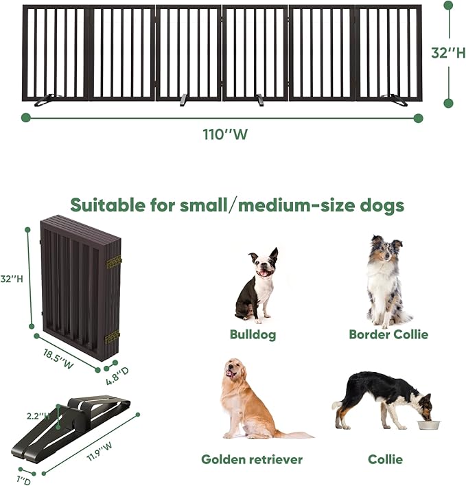 Dog Gates for Doorways, Foldable Dog Gate Indoor, Freestanding Pet Gates for - Image 2