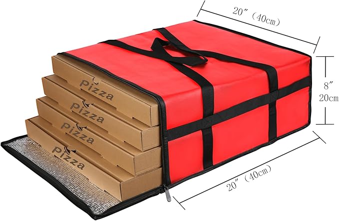 musbus 20x20x8 RED Pizza Carrier Insulated Bags Large - Image 4