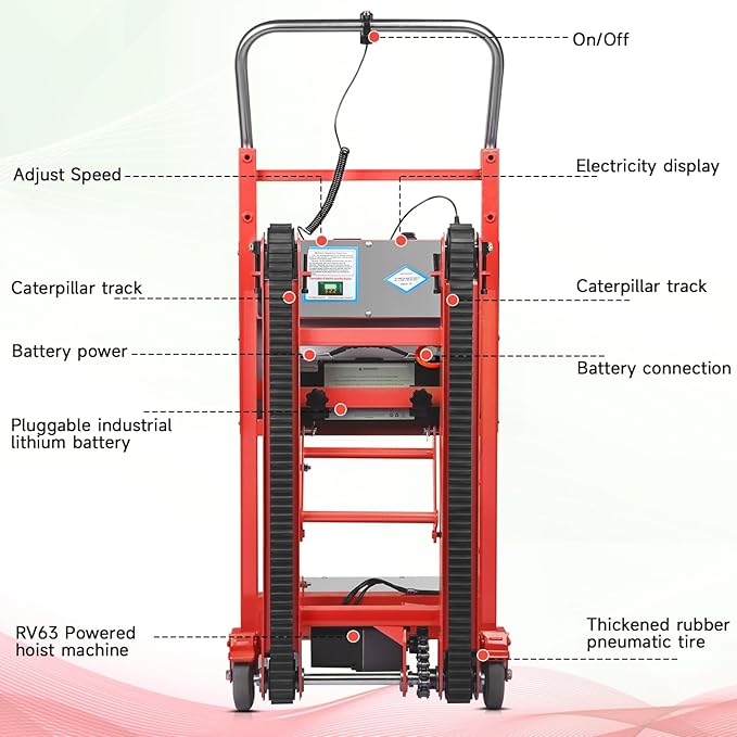 Electric Stair Climbing Dolly, 1250W Electric Stair Climbing Hand Truck - Image 6