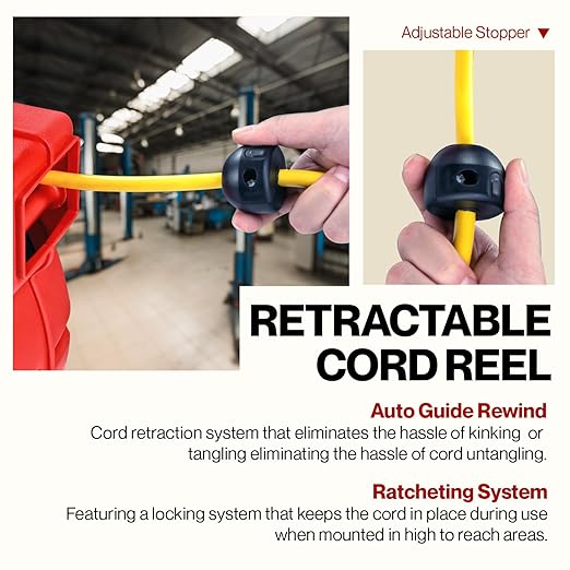ReelWorks Extension Cord Reel Retractable 12AWG x 65' Foot 3C/SJT Heavy Duty - Image 5