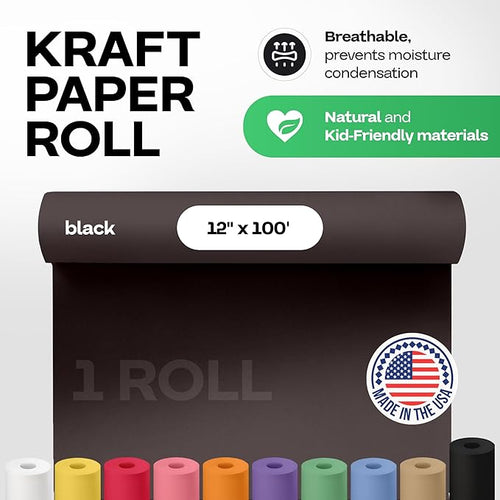 12" x 1200" Black Kraft Paper Roll - Image 2