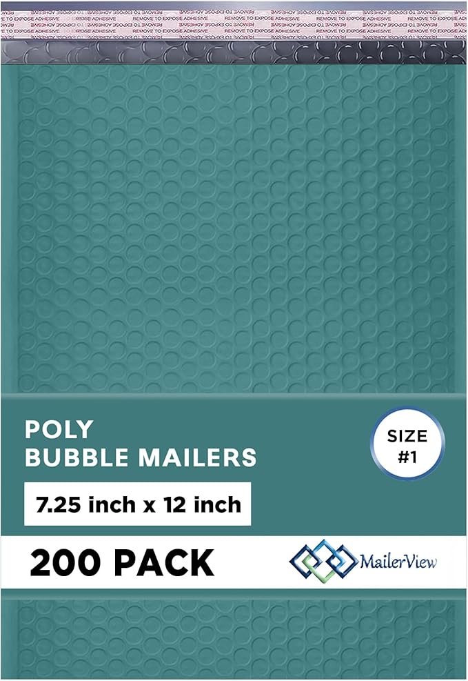 Green Poly Bubble Mailers 7.25x12 inch #1 | Self Seal Padded Envelopes | by MAILERVIEW